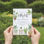 Boho Waterverf Potlood Planten Birthday Party Kaart