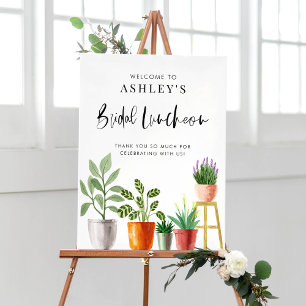 Boho-waterverf potplanten bruidslunch poster