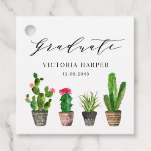 Boho Waterverf Potted Cactus Afstuderen Bedankjes Labels