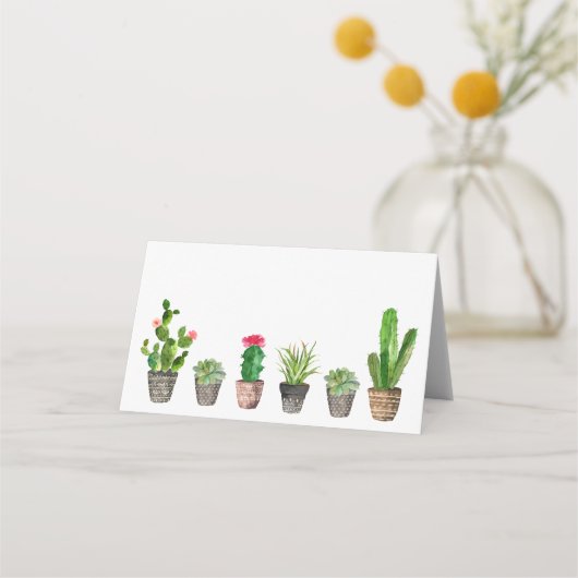 Boho Waterverf Potted Cactus en Succulenten (Voorkant)