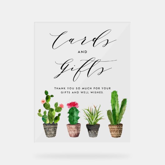 Boho Waterverf Potted Cactus Kaarten en geschenken Acryl Bord (Voorkant)