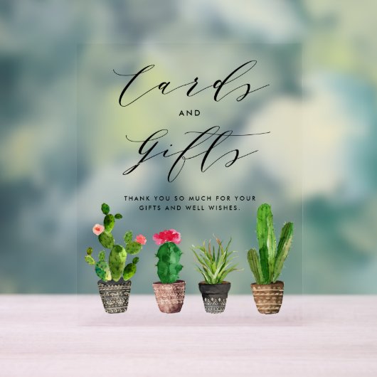 Boho Waterverf Potted Cactus Kaarten en geschenken Acryl Bord (Neutraal)