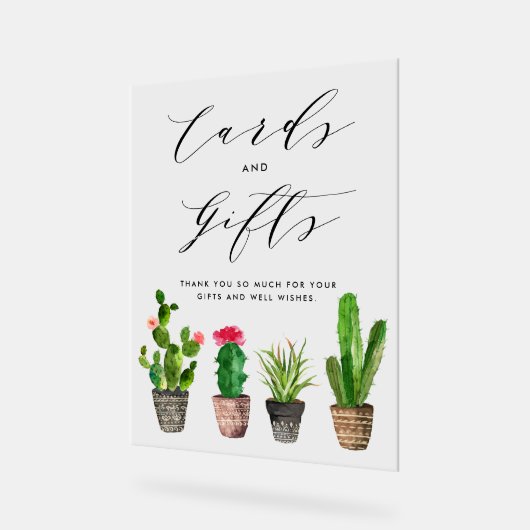 Boho Waterverf Potted Cactus Kaarten en geschenken Acryl Bord (Hoek)