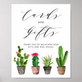 Boho Waterverf Potted Cactus Kaarten en geschenken Poster (Voorkant)