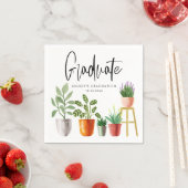 Boho Waterverf Potted Houseplants Afstuderen Servet (Insitu)