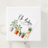 Boho Waterverf Potted Houseplants Baby shower Bedankjes Labels (In situ)