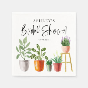 Boho Waterverf Potted Houseplants Vrijgezellenfees Servet