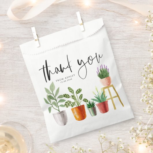 Boho Waterverf Potted kamerplanten Dank u Bedankzakje (Geknipt)