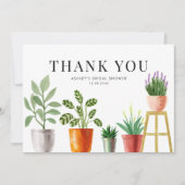 Boho Waterverf Potted Plants Bruidsdouche Bedankkaart (Voorkant)