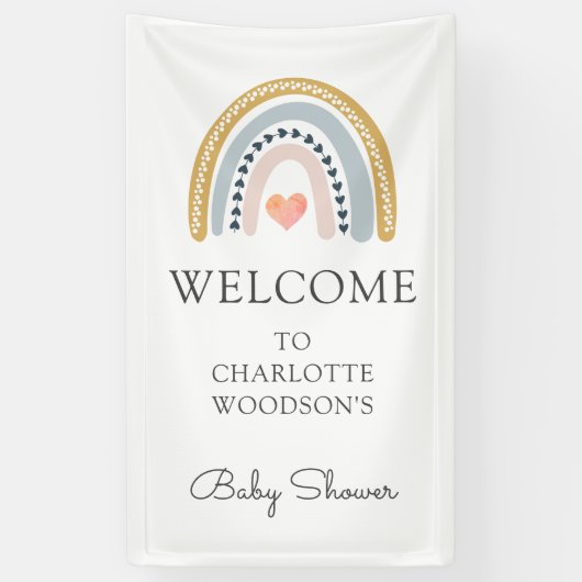 Boho Waterverf Rainbow Baby shower Banner (Verticaal)