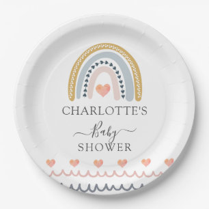 Boho Waterverf Rainbow Baby shower Papieren Bordje