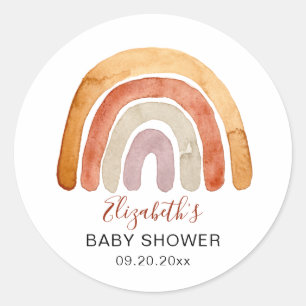 Boho Waterverf Rainbow Baby shower Ronde Sticker