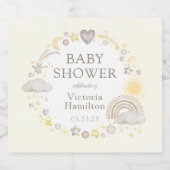 Boho Waterverf Rainbow Baby shower Sparkling Wijnetiket (Enkel label)
