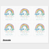 Boho Waterverf Rainbow Baby shower Vierkante Sticker (Vel)