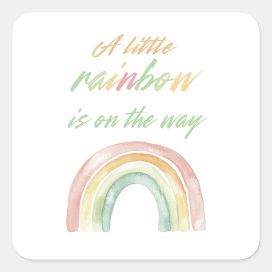 Boho Waterverf Rainbow Baby shower Vierkante Sticker (Voorkant)