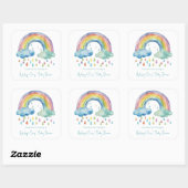 Boho Waterverf Rainbow Baby shower Vierkante Sticker (Vel)