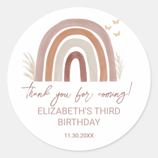 Boho Waterverf Rainbow | Dank u wel, aarzelende gu Ronde Sticker (Voorkant)