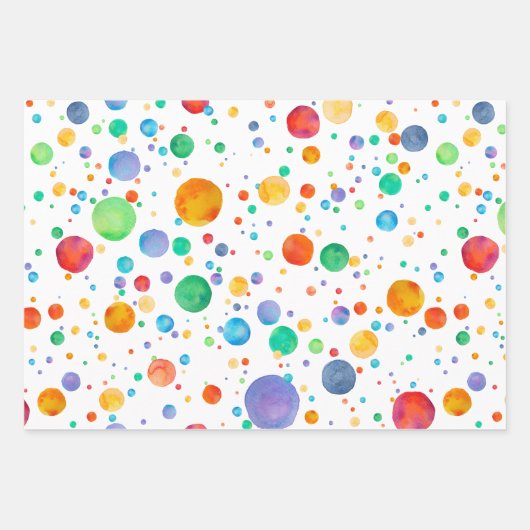Boho Waterverf Rainbow Dot Wrapping Paper Set (Voorkant)