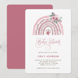 Boho Waterverf Rainbow Girl Baby shower Kaart