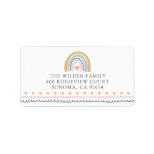 Boho Waterverf Rainbow Hearts Baby shower Return Etiket
