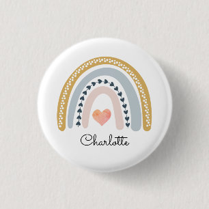 Boho Waterverf Rainbow Kind Gepersonaliseerd Ronde Button 3,2 Cm