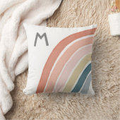 Boho Waterverf Rainbow Monogram Modern Coral Kussen (Deken)