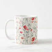 Boho  Waterverf Red Poppy Pattern Koffiemok (Links)