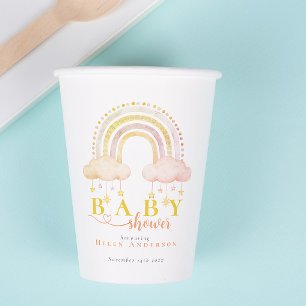 Boho Waterverf regenboog baby meisje douche Papieren Bekers