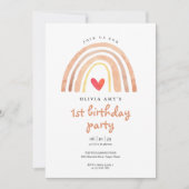 Boho Waterverf regenboog en hartdag Kaart (Voorkant)