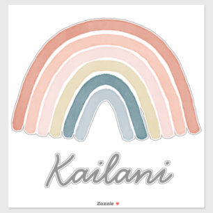 Boho Waterverf Regenboog en Naam Sticker