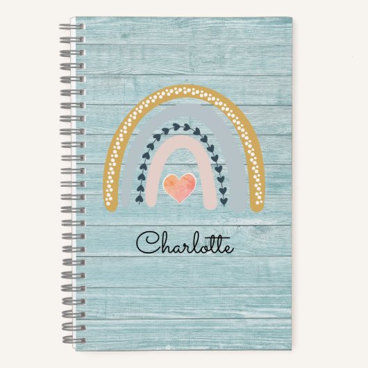 Boho-waterverf regenboog kind gepersonaliseerd not notitieboek (Voorkant)