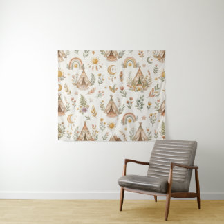 Boho Waterverf Regenboog Kinderkamer Wandtapijt Wandkleed