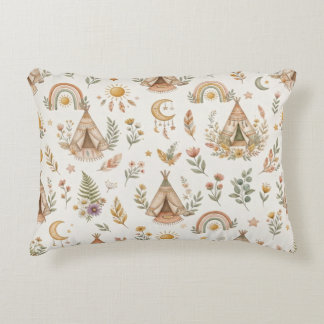 Boho Waterverf Regenboog Pastel Accentkussen Accent Kussen