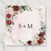 Boho waterverf rode rozen monogram initialen bedankjes labels (Achterkant)