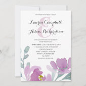 Boho Waterverf Roze Bloemen Bruiloft Kaart (Voorkant)