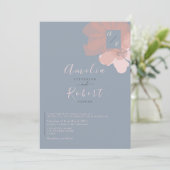 Boho Waterverf Roze Dusty Blue Wedding Kaart (Staand voorkant)