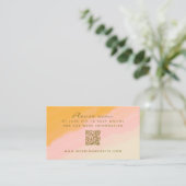 Boho Waterverf Roze Gele QR-code RSVP Informatiekaartje (Staand voorkant)