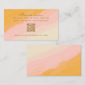 Boho Waterverf Roze Gele QR-code RSVP Informatiekaartje (Voorkant / Achterkant)