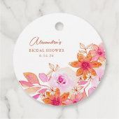 Boho Waterverf Roze Oranje Flowers Vrijgezellenfee Bedankjes Labels (Achterkant)