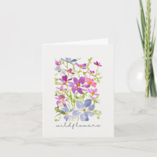 Boho Waterverf Roze Wilde Bloem Notitiekaart