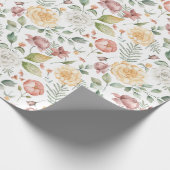 Boho  Waterverf Rozen en groen Cadeaupapier (Hoek)