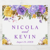 Boho Waterverf Spring Flowers Wedding Sparkling Wijnetiket (Enkel label)