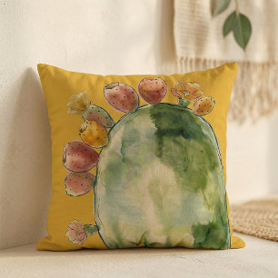 Boho Waterverf Stekelige Peer Cactus Vrucht Kussen