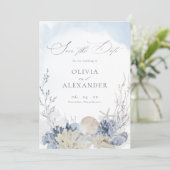 Boho Waterverf Strand Bruiloft Foto Save The Date (Staand voorkant)