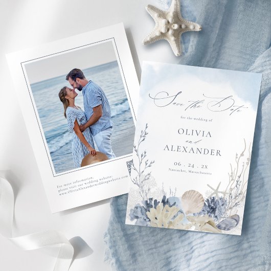 Boho Waterverf Strand Bruiloft Foto Save The Date