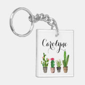 Boho Waterverf Succulenten Custom Sleutelhanger (Voorkant Links)
