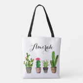 Boho Waterverf Succulenten Gepersonaliseerde Canva Draagtas (Achterkant)