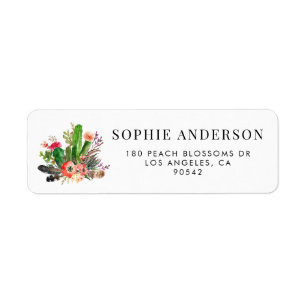 Boho Waterverf Succulents Floral Address Label