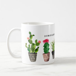 Boho Waterverf Succulents Patroon Gepersonaliseerd Koffiemok