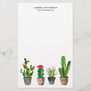 Boho Waterverf Succulents Personalized Briefpapier